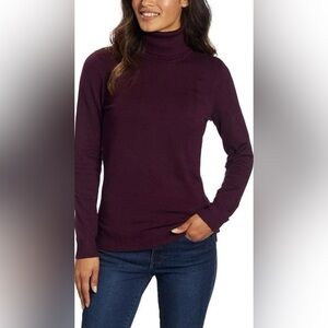 Kersh Purple stretchy Turtle Neck long sleeve classic Sweater women's size Small